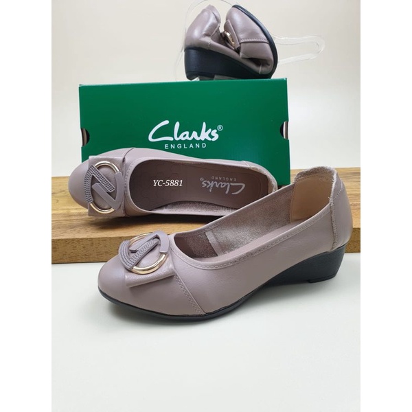 Clarks 668 WEDGES 4CM รองเท้าหนังแท้ 100% สําหรับผู้หญิง ขนาด 35-41 ฟรีกล่อง