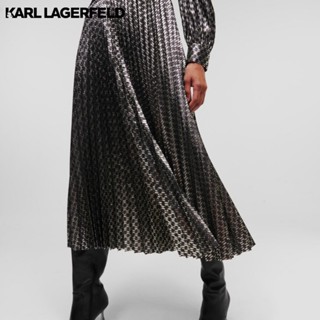 KARL LAGERFELD - LUREX KL MONOGRAM MIDI SKIRT 226W1203 กระโปรง