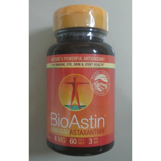 ไบโอแอสติน Bio Astin สาหร่ายแดง ผลิตภัณฑ์อาหารเสริมสกัดจากสาหร่ายแดง (4MG x 60 เม็ด) จัดส่งฟรี