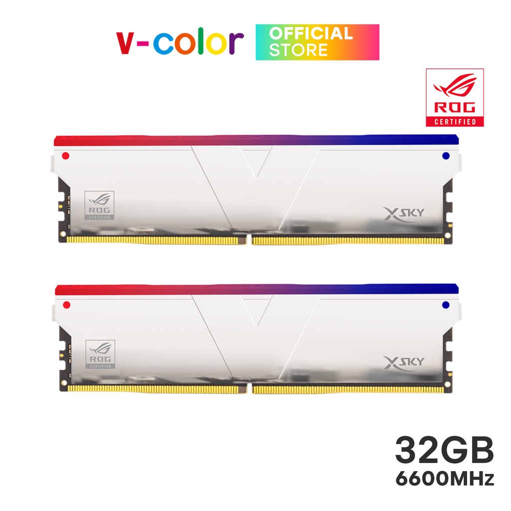 v-color RAM PC Manta XSky RGB ROG Certified 32GB (16GBx2) DDR5 Bus 6600MHz (CL32) - Hynix A-DIE