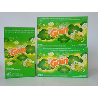 Gain Dryer Sheets Original Fresh Scent แผ่นอบผ้า น้ำยาปรับผ้านุ่มแบบแผ่นสำหรับเครื่องอบผ้า