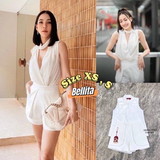 [Size XS,S]ป้าย Bellita เซ็ทกางเกงขาสั้นสีขาว คอวี