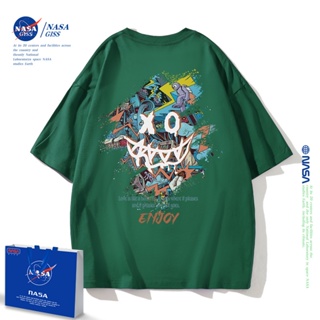 NASA joint แขนสั้น graffiti เสื้อยืดหญิงฤดูร้อน American ins tide ยี่ห้อการ์ตูนสีเขียวผ้าฝ้ายไหล่หลวม topเสื้อยืดแบ_49