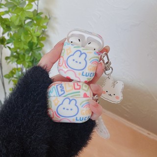 Imd เคสหูฟัง กันน้ํา กันกระแทก ลายกระต่าย ขอบสีฟ้า สําหรับ Airpods 1 2 3 Pro