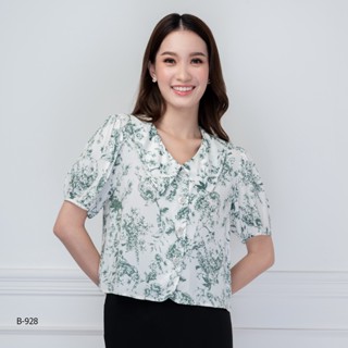 AMILA Blouse AM-B928 โคโม่ปริ้นท์ แขนสั้น IGPU22-7