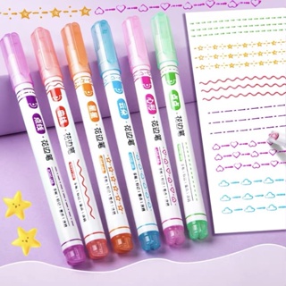 ปากกาเมจิกวาดลาย ปากกาลวดลาย  สีเมจิก 6 สี ปากกาเมจิก ปากกาเมจิกสี ปากกาเมจิก สีระบาย สีวาดรูป วาดรูประบายสี พร้อมส่ง
