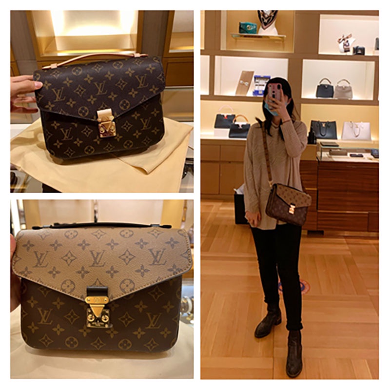 LV/Louis Vuitton กระเป๋าผู้หญิง POCHETTE METIS กระเป๋า Messenger presbyopic ไหล่ข้างเดียว Messenger 