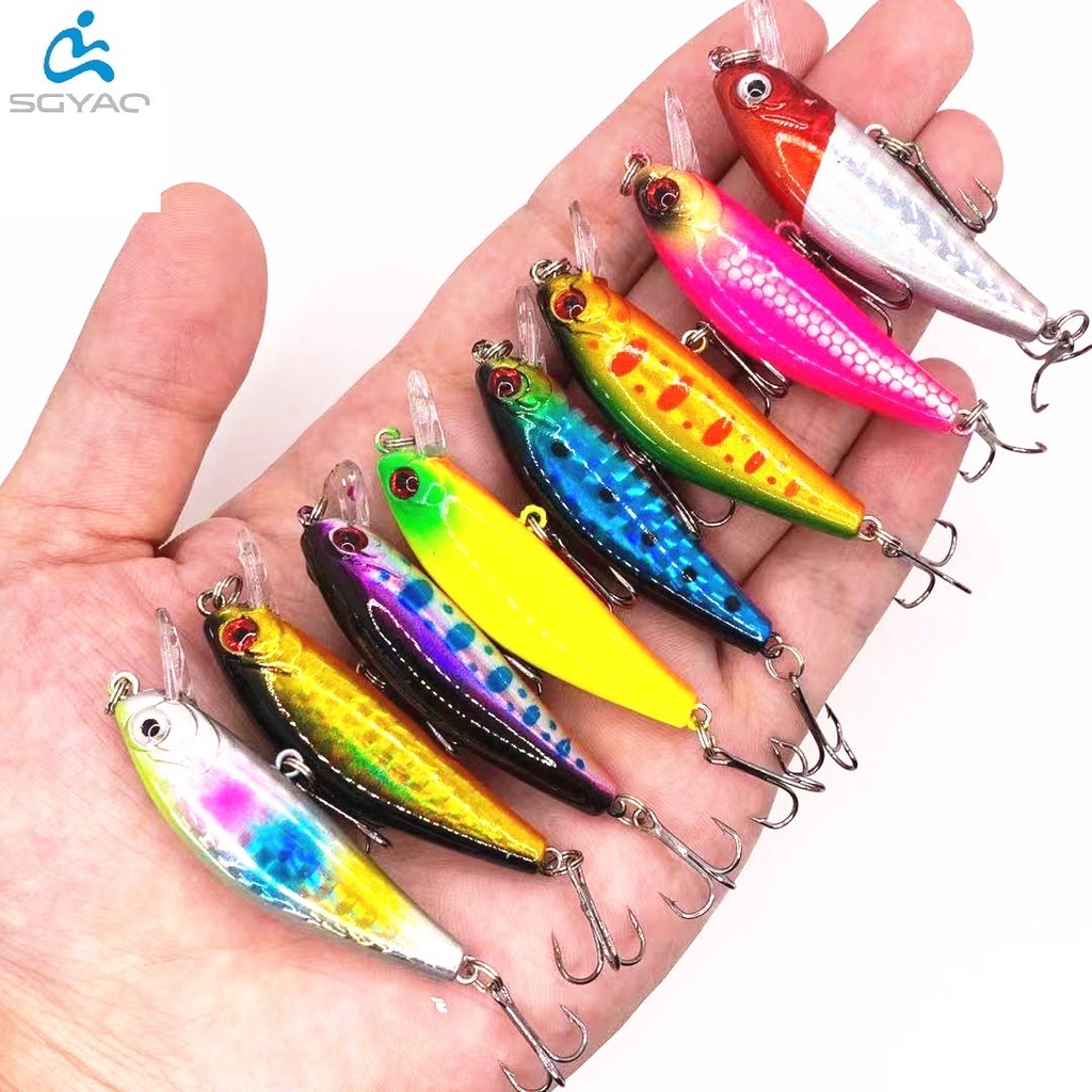 1 ชิ ้ นตกปลาล ่ อ Minnow เหยื ่ อประดิษฐ ์ Wobbler Bass Laser 5.8 ซม.6g ปลา SwimBait Sinking ตกปลา
