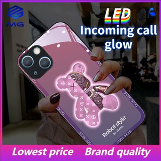 Mg TIKTOK เคสโทรศัพท์มือถือกระจก LED ไล่โทนสี ลายหมี สําหรับ Samsung S21ULTRA S21+ S22+ S22ULTRA S20+ A12 A72 A71 A52 A51 A32 A21S NOTE10 10Plus NOTE20ultra