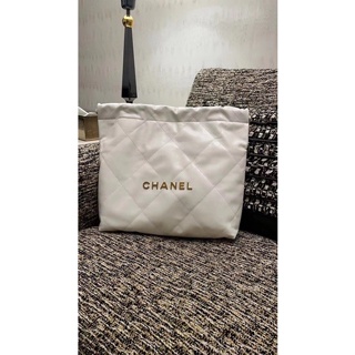 Chanel 22 bag small ขาวโลโก้ทอง