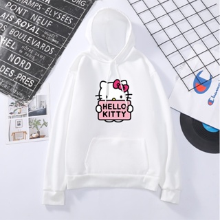 [เสื้อฮู้ดแฟชั่น] เสื้อฮู้ดดี้ ลาย Hello Kitty สไตล์ฮาราจูกุ พลัสไซซ์ ของขวัญที่ดีที่สุด สําหรับเพื่อน