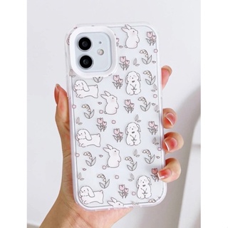 เคสไอโฟนใสขอบขาวกระต่ายทิวลิป i6-14promax (Case iphone) เคสมือถือ เคสมินิมอล เคสกระต่าย เคสการ์ตูน เคสสัตว์ ฮิต