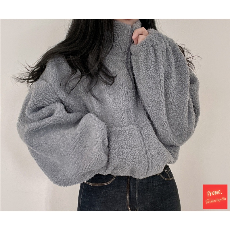 โปรดีๆ🔖ลด 80% เสื้อแจ็คเก็ตกันหนาวขนหนานุ่ม คอสูงซิปหน้า 3 สีพื้น มีกระเป๋าหน้า - รูปที่ 2