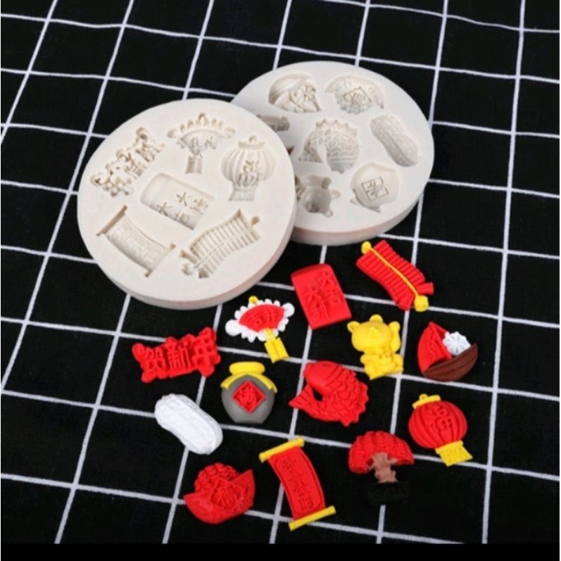 พิมพ์ซิลิโคน ธีมตรุษจีน ลายรวม ลายหัวใจข้อความ