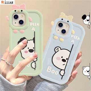 เคสโทรศัพท์มือถือ กันกระแทก ประดับโบว์ ลายมอนสเตอร์ Peek a Boo Bear สําหรับ VIVO V27e Y02 Y12s Y12 Y20 Y16 Y35 Y15s Y22 V25 Y01 Y21 Y12i Y11 Y15 Y02s Y15A Y17 Y33S Y30 Y91C Y51 Y53S