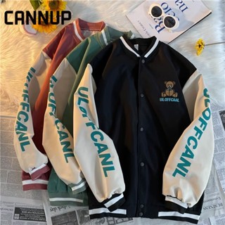 CANNUP เสื้อกันหนาว เสื้อแจ็คเก็ตผู้ชาย ตุ๊กตาหมีปักผ้า บาง ไซส์ใหญ่ C25A013