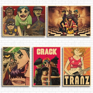 Gorillaz ป้ายกระดาษคราฟท์ โลหะดีบุก สไตล์ฮิปฮอป โมเดิร์น สําหรับตกแต่งผนังบ้าน บาร์ ห้องนั่งเล่น