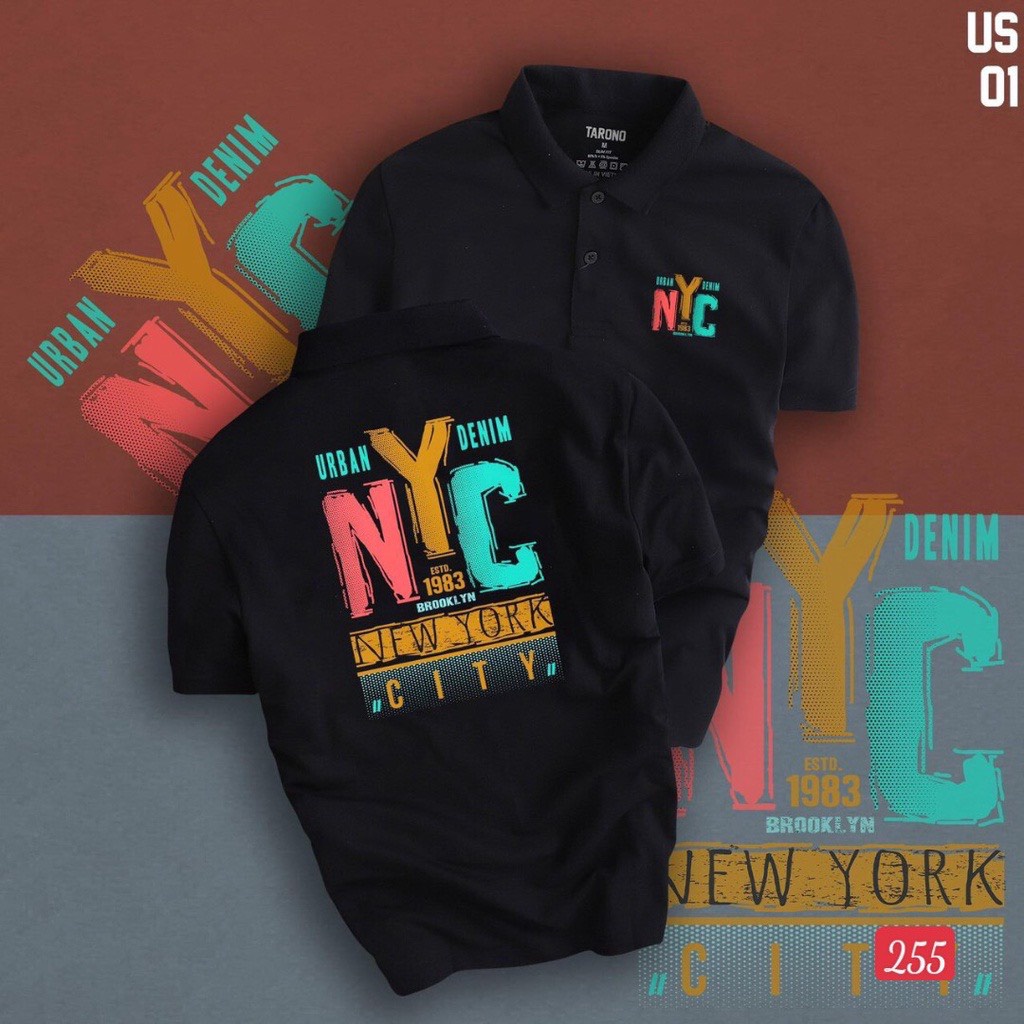 เสื้อโปโลผู้ชายและผู้หญิง, เสื้อยืดคอปก NYC new york city ดูดซับคุณภาพสูง