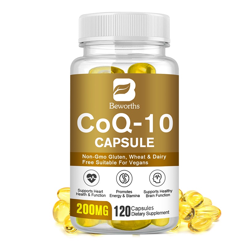 Beworths CoQ-10 แคปซูล 200 มก. โคเอนไซม์ Q10 มังสวิรัติ เพื่อการสนับสนุนพลังงาน หัวใจ ป้องกันสารต้านอนุมูลอิสระ เพื่อสุขภาพ