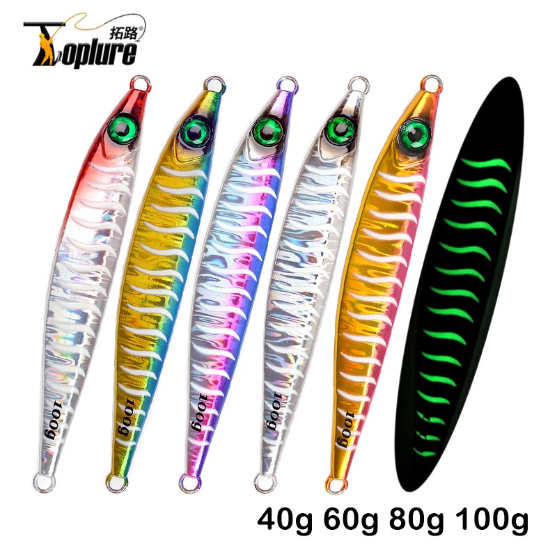 Tl 40g 60g 80g 100g ช้า Jigging Lure โลหะ Jigs Sinking Luminous Fishing Lure น้ําเค็ม Sea Bass แนวตั้ง Artifical เหยื่อ