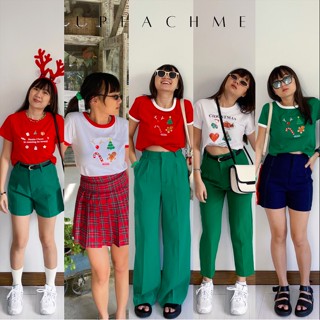 CHRISTMAS TEE I เสื้อยืดคริสต์มาส เสื้อยืดเทศกาลคริสต์มาส ยืดคอกลมปักลายซานต้า