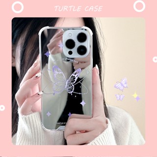 [พร้อมส่ง] เคสโทรศัพท์มือถือ ซิลิโคน ลายผีเสื้อ พร้อมกระจก สําหรับ iPhone 14 13 12 11 PROMAX XS XR XSMAX SE2020 6 7 8PLUS MINI