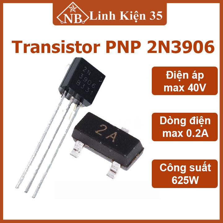 PNP 2N3906 ผลิตภัณฑ์ส่วนประกอบทรานซิสเตอร์ กระแส 0.2A แรงดันไฟฟ้า 40V