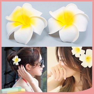 LK❈2 Pcs Hawaiian Foam Flower Bridal Wedding Party Hair Clip White Plumeria Decor