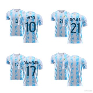 เสื้อกีฬาแขนสั้น ลายทีมชาติฟุตบอล Argentina Messi Dybala Otamendi ทรงหลวม 2021