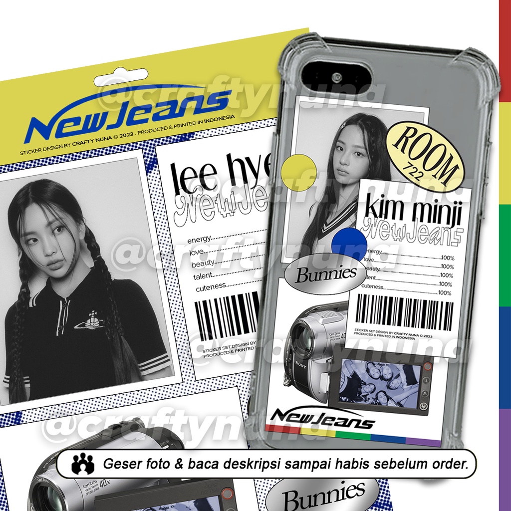 Newjeans AESTHETIC DIY DECO สติ๊กเกอร์ชุดห้อง 722 ใหม่กางเกงยีนส์ nwjns kpop retro AESTHETIC สติกเกอร์ 90s