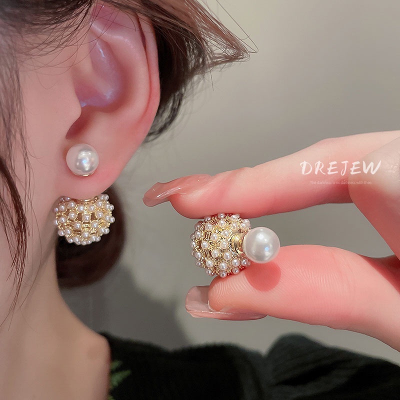 ต่างหู 2022 สไตล์ใหม่ High-End Temperament Niche Design High-End Retro Pearl Cluster ต่างหู
