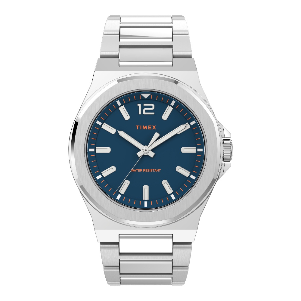 Timex TW2V02000 Essex Avenue นาฬิกาข้อมือผู้ชาย สายสแตนเลส Silver/Blue หน้าปัด 40 มม.