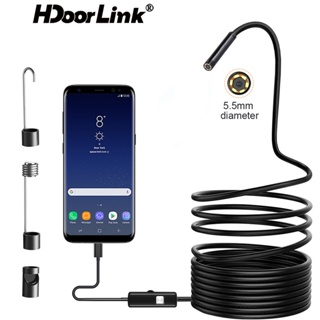 Hdoorlink กล้องเอนโดสโคป IP67 Leds 6 ดวง 7 มม. ยืดหยุ่น กันน้ํา ปรับได้ Micro USB สําหรับ Android PC โน้ตบุ๊ก