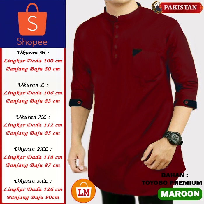 KATUN LM 23448 เสื้อมุสลิมผู้ชาย Koko KOKISTAN TOYO Cotton Long Sleeve Size M-XXXL / เสื้อผู้ใหญ่ชายผ้าฝ้ายวัสดุเย็นเรียบปุ่มที่ใช้งานเบาปกแมนดาริน