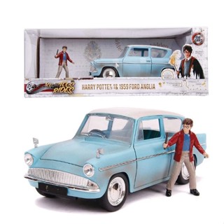 โมเดลรถของเล่นคลาสสิก จากภาพยนต์ดัง Harry Potter Ford Aglia 1959 อัตราส่วน  1:24  โลหะผสม  พร้อมตัวละครเอก