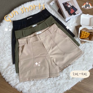 Gun short | ✅พร้อมส่ง✅กางเกงขาสั้นสาวอวบเอวสูง แต่งด้ายขาว แต่งตะขอซ่อนด้านหน้า เนื้อผ้าใส่สบาย ไม่แข็ง ไม่บาดผิว