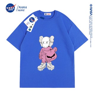 เสื้อยืดใหม่ เสื้อยืดแขนสั้นลําลอง คอกลม ผ้าฝ้าย ทรงหลวม พิมพ์ลาย NASA แฟชั่นเรียบง่าย_45