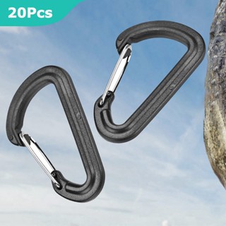 20Pcs Plastic Carabiner Climbing Hiking Locking Buckle Key Ring Outdoor Sports Accessory