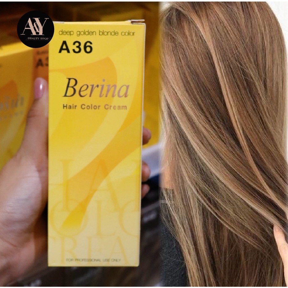 Berina Hair Color Cream  ครีมย้อมผม เบอริน่า A36 (สีบลอนด์เข้มประกายทอง)