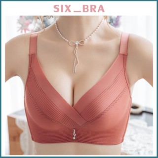 Six_Bra ชุดชั้นใน บราแฟชั่น สายปรับระดับได้ ไร้โครงใส่สบาย เสื้อใน แบบฟองน้ำหนาเก็บเนื้อด้านข้างได้ดี  AAB139