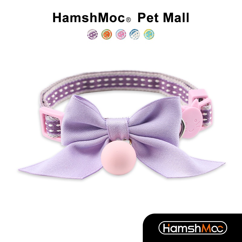 HamshMoc Breakaway ปลอกคอแมวน้ําหนักเบาปลอกคอสัตว์เลี้ยงความปลอดภัยปรับทนทานนุ่มสบายพร้อมกระดิ่งผูกโบว์น่ารักสําหรับลูกแมวแมวกระต่ายลูกสุนัข