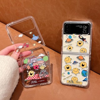 เคสโทรศัพท์มือถือ PC แข็ง แบบใส กันกระแทก ลายการ์ตูน Mr Qi Miss little Samsung Z Flip 4 สร้างสรรค์ สําหรับ Samsung Galaxy Z Flip 3 5G