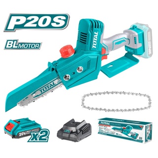 Total เลื่อยโซ่ บาร์ 6 นิ้ว ไร้สาย 20 โวลท์ (แบต 2 ก้อน + แท่นชาร์จ) รุ่น TGSLI20683 (Lithium-Ion Mini Chain saw)