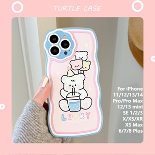 [พร้อมส่ง] เคสโทรศัพท์มือถือ ลายการ์ตูนหมี ดอกไม้ สําหรับ Apple iPhone 14 13 12 11 PROMAX XS XR XSMAX SE2020 6 7 8PLUS MINI