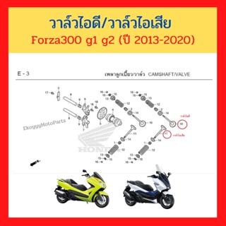 วาล์วไอดี/วาล์วไอเสีย Forza300 gen1 gen2 (ปี 2013-2020) เบิกใหม่ แท้โรงงาน Honda 100%