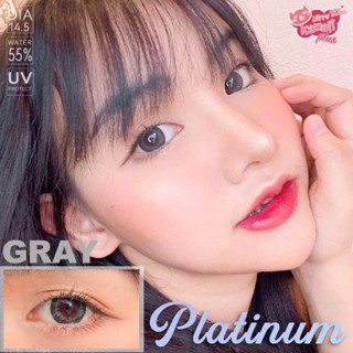 คอนแทคเลนส์ รุ่น Platinum ยี่ห้อ Kitty Kawaii สีเทา มีค่่าสายตา