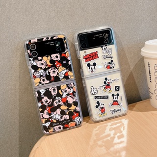 เคสโทรศัพท์มือถือ PC แข็ง แบบใส กันกระแทก ลายการ์ตูนมิกกี้เมาส์น่ารัก สําหรับ Samsung Galaxy Z Flip 3 5G Z Flip 4