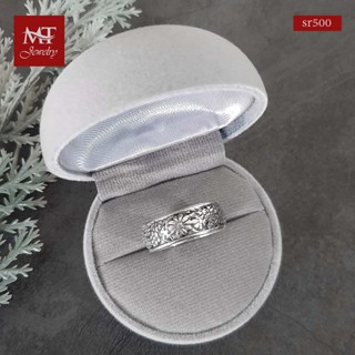 MT แหวนเงินแท้ ลายดอกไม้ งานรมดำ ไซส์: 53, 56, 58 Solid 925 Sterling Silver Ring (sr500) MT Jewelry มณีธารา