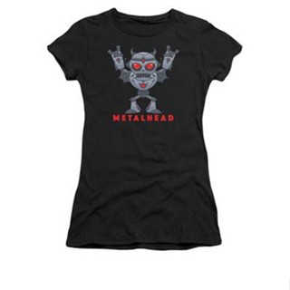 Metalhead - Heavy Metal Robot Devil - With Text Womens T-Shirt เสื้อยืด เสื้อยื