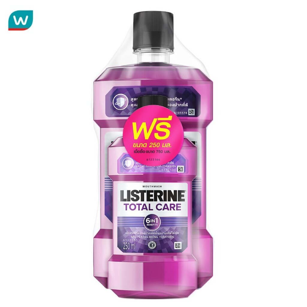 Listerine สเตอรีน น้ำยาบ้วนปาก โทเทิลแคร์ 750 มล.+250 มล. น้ำยาบ้วนปากผสมฟลูออไรด์